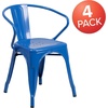 image:imageFlash Furniture Luna Commercial Grade Red Metal IndoorOutdoor Chair with ArmsBlue