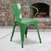 image:imageFlash Furniture Luna Commercial Grade Red Metal IndoorOutdoor Chair with ArmsGreen