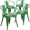 image:imageFlash Furniture Luna Commercial Grade Red Metal IndoorOutdoor Chair with ArmsGreen
