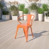 image:imageFlash Furniture Luna Commercial Grade Red Metal IndoorOutdoor Chair with ArmsOrange