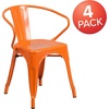image:imageFlash Furniture Luna Commercial Grade Red Metal IndoorOutdoor Chair with ArmsOrange