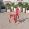 image:imageFlash Furniture Luna Commercial Grade Red Metal IndoorOutdoor Chair with ArmsRed