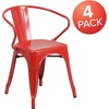 image:imageFlash Furniture Luna Commercial Grade Red Metal IndoorOutdoor Chair with ArmsRed