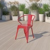 image:imageFlash Furniture Luna Commercial Grade Red Metal IndoorOutdoor Chair with ArmsRed