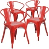 image:imageFlash Furniture Luna Commercial Grade Red Metal IndoorOutdoor Chair with ArmsRed