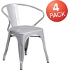 image:imageFlash Furniture Luna Commercial Grade Red Metal IndoorOutdoor Chair with ArmsSilver