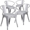 image:imageFlash Furniture Luna Commercial Grade Red Metal IndoorOutdoor Chair with ArmsSilver