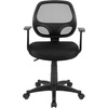 image:imageFlash Furniture Mallard MidBack Swivel Mesh Office Chair with Padded Seat and TArms HeightAdjustable Ergonomic Padded Office Desk Chair BlackBlack