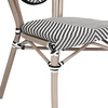 image:imageFlash Furniture Marseille IndoorOutdoor Commercial Bistro Stack Chair  BlackWhite Textilene Back and Seat  LT Natural Bamboo Print Metal Frame  Set of 4Black  WhiteLight Natural Frame