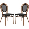 image:imageFlash Furniture Marseille IndoorOutdoor Commercial Bistro Stack Chair  BlackWhite Textilene Back and Seat  LT Natural Bamboo Print Metal Frame  Set of 4BlackNatural Frame
