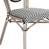image:imageFlash Furniture Marseille IndoorOutdoor Commercial Bistro Stack Chair  BlackWhite Textilene Back and Seat  LT Natural Bamboo Print Metal Frame  Set of 4Black  WhiteLight Natural Frame