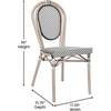 image:imageFlash Furniture Marseille IndoorOutdoor Commercial Bistro Stack Chair  BlackWhite Textilene Back and Seat  LT Natural Bamboo Print Metal Frame  Set of 4Black  WhiteLight Natural Frame