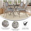 image:imageFlash Furniture Marseille IndoorOutdoor Commercial Bistro Stack Chair  BlackWhite Textilene Back and Seat  LT Natural Bamboo Print Metal Frame  Set of 4Black  WhiteLight Natural Frame