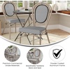 image:imageFlash Furniture Marseille IndoorOutdoor Commercial Bistro Stack Chair  BlackWhite Textilene Back and Seat  LT Natural Bamboo Print Metal Frame  Set of 4Black  WhiteLight Natural Frame