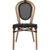 image:imageFlash Furniture Marseille IndoorOutdoor Commercial Bistro Stack Chair  BlackWhite Textilene Back and Seat  LT Natural Bamboo Print Metal Frame  Set of 4BlackNatural Frame