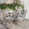image:imageFlash Furniture Marseille IndoorOutdoor Commercial Bistro Stack Chair  BlackWhite Textilene Back and Seat  LT Natural Bamboo Print Metal Frame  Set of 4Black  WhiteLight Natural Frame