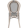 image:imageFlash Furniture Marseille IndoorOutdoor Commercial Bistro Stack Chair  BlackWhite Textilene Back and Seat  LT Natural Bamboo Print Metal Frame  Set of 4Black  WhiteLight Natural Frame