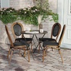 image:imageFlash Furniture Marseille IndoorOutdoor Commercial Bistro Stack Chair  BlackWhite Textilene Back and Seat  LT Natural Bamboo Print Metal Frame  Set of 4BlackNatural Frame