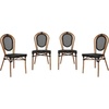image:imageFlash Furniture Marseille IndoorOutdoor Commercial Bistro Stack Chair  BlackWhite Textilene Back and Seat  LT Natural Bamboo Print Metal Frame  Set of 4BlackNatural Frame