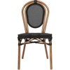 image:imageFlash Furniture Marseille IndoorOutdoor Commercial Bistro Stack Chair  BlackWhite Textilene Back and Seat  LT Natural Bamboo Print Metal Frame  Set of 4BlackNatural Frame