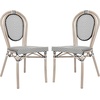 image:imageFlash Furniture Marseille IndoorOutdoor Commercial Bistro Stack Chair  BlackWhite Textilene Back and Seat  LT Natural Bamboo Print Metal Frame  Set of 4Black  WhiteLight Natural Frame