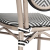 image:imageFlash Furniture Marseille IndoorOutdoor Commercial Bistro Stack Chair  BlackWhite Textilene Back and Seat  LT Natural Bamboo Print Metal Frame  Set of 4Black  WhiteLight Natural Frame