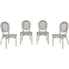 image:imageFlash Furniture Marseille IndoorOutdoor Commercial Bistro Stack Chair  BlackWhite Textilene Back and Seat  LT Natural Bamboo Print Metal Frame  Set of 4Black  WhiteLight Natural Frame