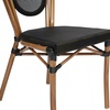 image:imageFlash Furniture Marseille IndoorOutdoor Commercial Bistro Stack Chair  BlackWhite Textilene Back and Seat  LT Natural Bamboo Print Metal Frame  Set of 4BlackNatural Frame