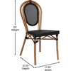 image:imageFlash Furniture Marseille IndoorOutdoor Commercial Bistro Stack Chair  BlackWhite Textilene Back and Seat  LT Natural Bamboo Print Metal Frame  Set of 4BlackNatural Frame