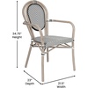 image:imageFlash Furniture Marseille IndoorOutdoor Commercial Bistro Stack Chair  Curved Arms  Black Textilene Back and Seat  Natural Bamboo Print Metal FrameBlack  WhiteLight Natural Frame
