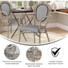 image:imageFlash Furniture Marseille IndoorOutdoor Commercial Bistro Stack Chair  Curved Arms  Black Textilene Back and Seat  Natural Bamboo Print Metal FrameBlack  WhiteLight Natural Frame