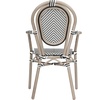 image:imageFlash Furniture Marseille IndoorOutdoor Commercial Bistro Stack Chair  Curved Arms  Black Textilene Back and Seat  Natural Bamboo Print Metal FrameBlack  WhiteLight Natural Frame