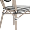 image:imageFlash Furniture Marseille IndoorOutdoor Commercial Bistro Stack Chair  Curved Arms  Black Textilene Back and Seat  Natural Bamboo Print Metal FrameBlack  WhiteLight Natural Frame