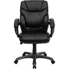 image:imageFlash Furniture Megan MidBack Black LeatherSoft Overstuffed Swivel Task Ergonomic Office Chair with Arms