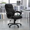 image:imageFlash Furniture Megan MidBack Black LeatherSoft Overstuffed Swivel Task Ergonomic Office Chair with Arms