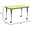 image:imageFlash Furniture Mobile 30W x 60L Rectangular Yellow Thermal Laminate Activity Table  Standard Height Adjustable LegsYellow