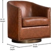 image:imageFlash Furniture Myles Upholstered Barrel Chair Commercial 360 Swivel Club Style Chair Nail Head Trim Brushed Metallic Vinyl Wrapped Metal Base Black LeatherSoftBrown