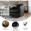 image:imageFlash Furniture Myles Upholstered Barrel Chair Commercial 360 Swivel Club Style Chair Nail Head Trim Brushed Metallic Vinyl Wrapped Metal Base Black LeatherSoftBlack