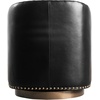 image:imageFlash Furniture Myles Upholstered Barrel Chair Commercial 360 Swivel Club Style Chair Nail Head Trim Brushed Metallic Vinyl Wrapped Metal Base Black LeatherSoftBlack