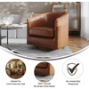 image:imageFlash Furniture Myles Upholstered Barrel Chair Commercial 360 Swivel Club Style Chair Nail Head Trim Brushed Metallic Vinyl Wrapped Metal Base Black LeatherSoftBrown