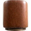 image:imageFlash Furniture Myles Upholstered Barrel Chair Commercial 360 Swivel Club Style Chair Nail Head Trim Brushed Metallic Vinyl Wrapped Metal Base Black LeatherSoftBrown