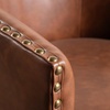 image:imageFlash Furniture Myles Upholstered Barrel Chair Commercial 360 Swivel Club Style Chair Nail Head Trim Brushed Metallic Vinyl Wrapped Metal Base Black LeatherSoftBrown