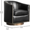 image:imageFlash Furniture Myles Upholstered Barrel Chair Commercial 360 Swivel Club Style Chair Nail Head Trim Brushed Metallic Vinyl Wrapped Metal Base Black LeatherSoftBlack