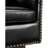 image:imageFlash Furniture Myles Upholstered Barrel Chair Commercial 360 Swivel Club Style Chair Nail Head Trim Brushed Metallic Vinyl Wrapped Metal Base Black LeatherSoftBlack