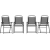 image:imageFlash Furniture Mystic Folding Patio Sling Chairs Outdoor Textilene Lawn Chairs with Armrests Set of 2 GrayBlack
