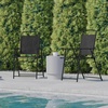image:imageFlash Furniture Mystic Folding Patio Sling Chairs Outdoor Textilene Lawn Chairs with Armrests Set of 2 GrayBlack