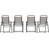 image:imageFlash Furniture Mystic Folding Patio Sling Chairs Outdoor Textilene Lawn Chairs with Armrests Set of 2 GrayBrown