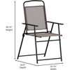 image:imageFlash Furniture Mystic Folding Patio Sling Chairs Outdoor Textilene Lawn Chairs with Armrests Set of 2 GrayBrown