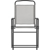 image:imageFlash Furniture Mystic Folding Patio Sling Chairs Outdoor Textilene Lawn Chairs with Armrests Set of 2 GrayGrey