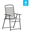 image:imageFlash Furniture Mystic Folding Patio Sling Chairs Outdoor Textilene Lawn Chairs with Armrests Set of 2 GrayGrey